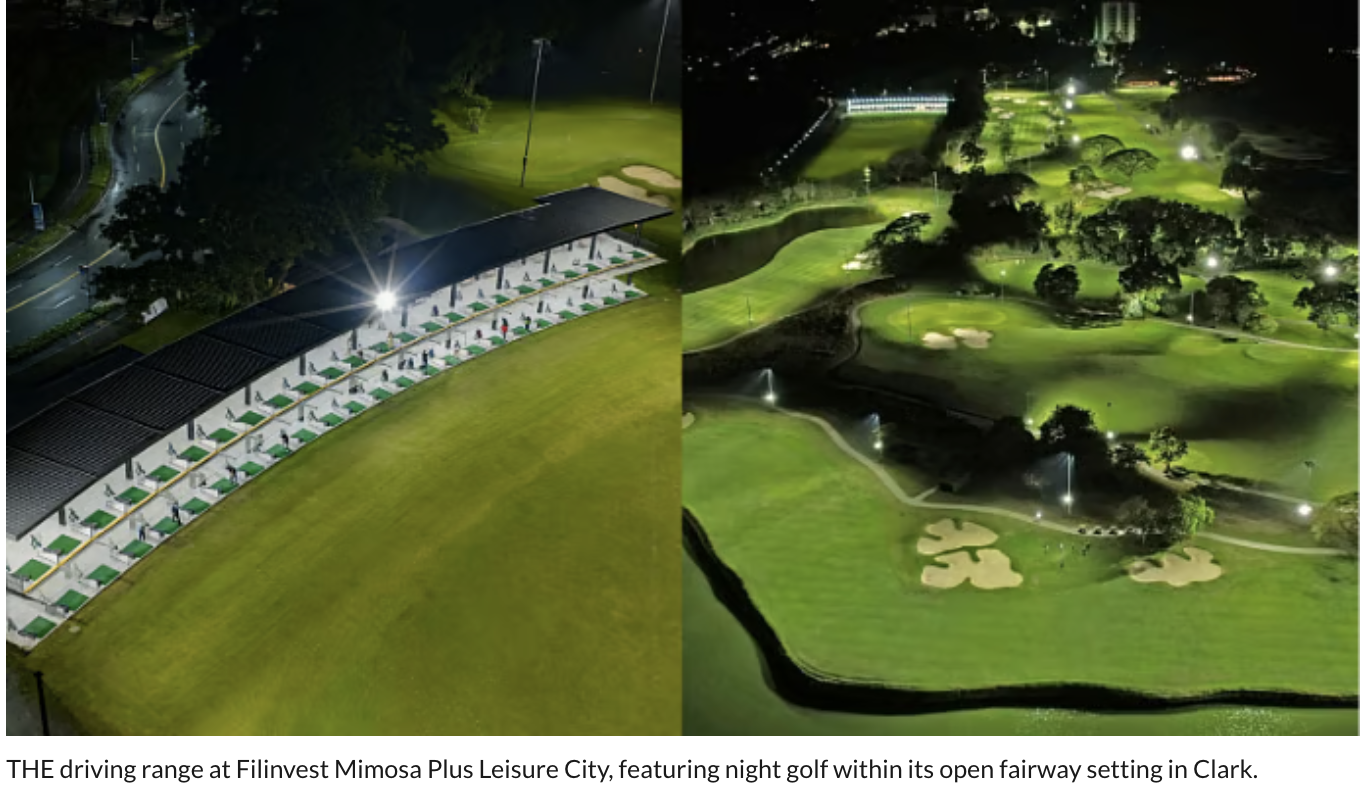 THE driving range at Filinvest Mimosa Plus Leisure City, featuring night golf within its open fairway setting in Clark
